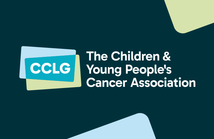 Charity branding elements and logo reading CCLG: The Children and Young People’s Cancer Association