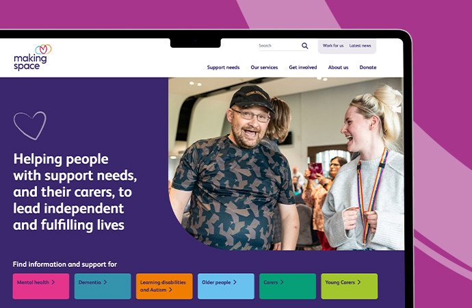 Care charity website on a laptop screen