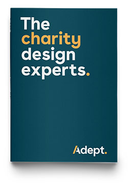 Graphic of charity design and website brochure
